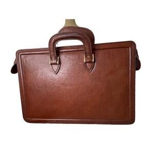 VTG 70s 80s Crouch & Fitzgerald Cognac Leather Document Holder Briefcase Wall St